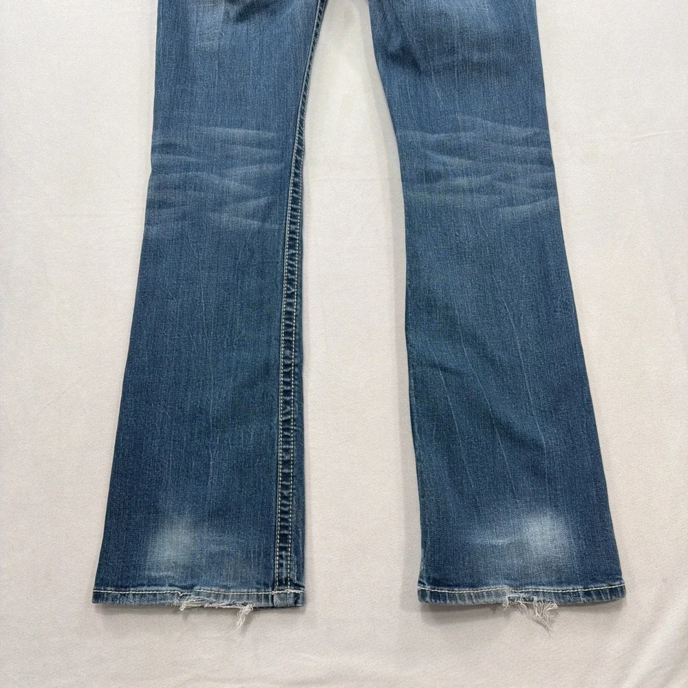 Miss Me Jeans Easy Boot Embroidered Rhinestone Blue Denim Womens 27